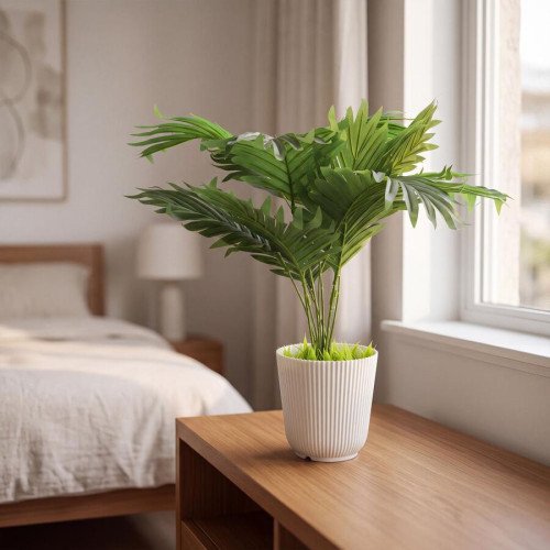 Artificial Palm Plant with Plastic Pot – Realistic Green Artificial Palm Plant with Plastic Pot – Realistic Green