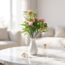 Artificial Wildflower Plant in White Plastic Pot