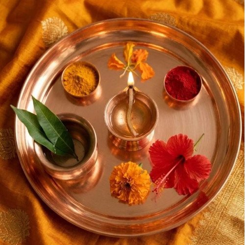 Copper Pooja Taman / Plate - Size 9: 1 Unit Copper Pooja Taman / Plate - Size 9: 1 Unit