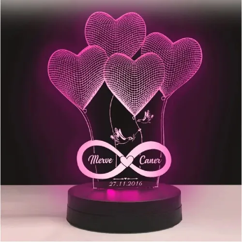 3D Illusion Personalized LED Table Lamp for Anniversary 3D Illusion Personalized LED Table Lamp for Anniversary