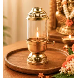 Golden Premium Akhand Diya 220ml Decorative Oil Lamp